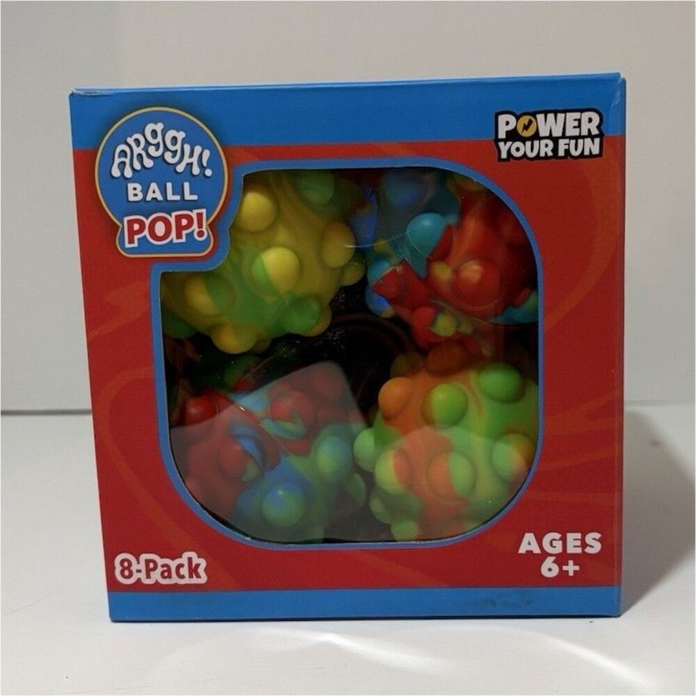 Power Your Fun LED Sensory Balls 8-Pack Tactile Toy, Ages 6+, Assorted Colors